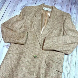 Vintage Evan Piccone Peach and‎ Tan Tweed Blazer